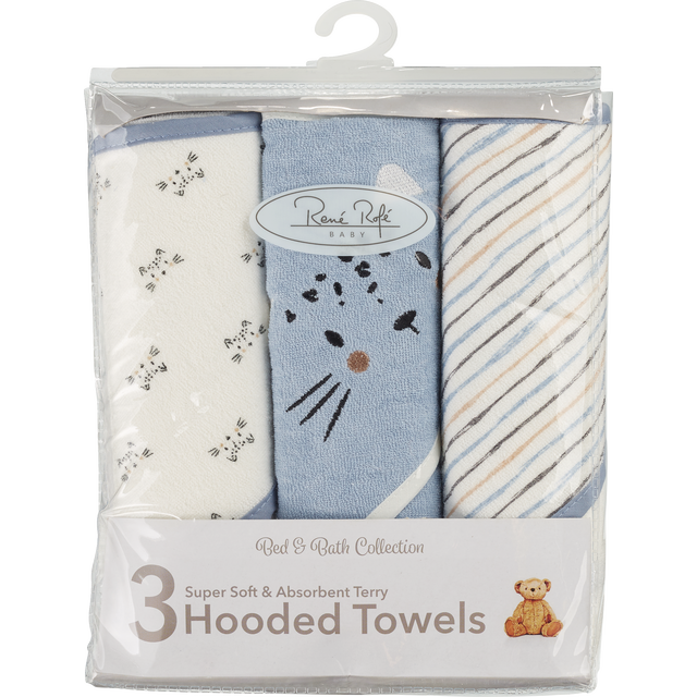 slide 1 of 1, RENE ROFE Rr 3Pk Hooded Towel Grey, 1 ct