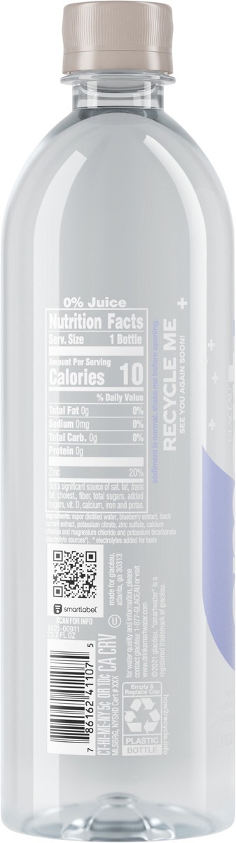 slide 5 of 7, smartwater Zinc Black Currant Blueberry Bottle- 23.7 fl oz, 700 ml