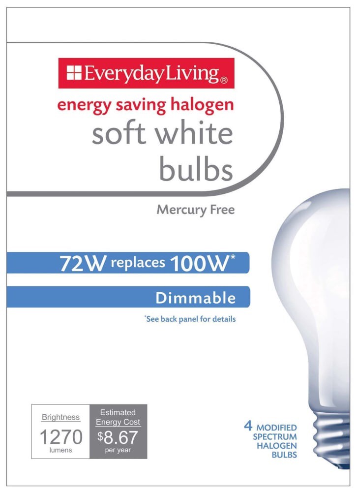 slide 1 of 1, Everyday Living 72-Watt Halogen Soft White Light Bulbs, 4 ct