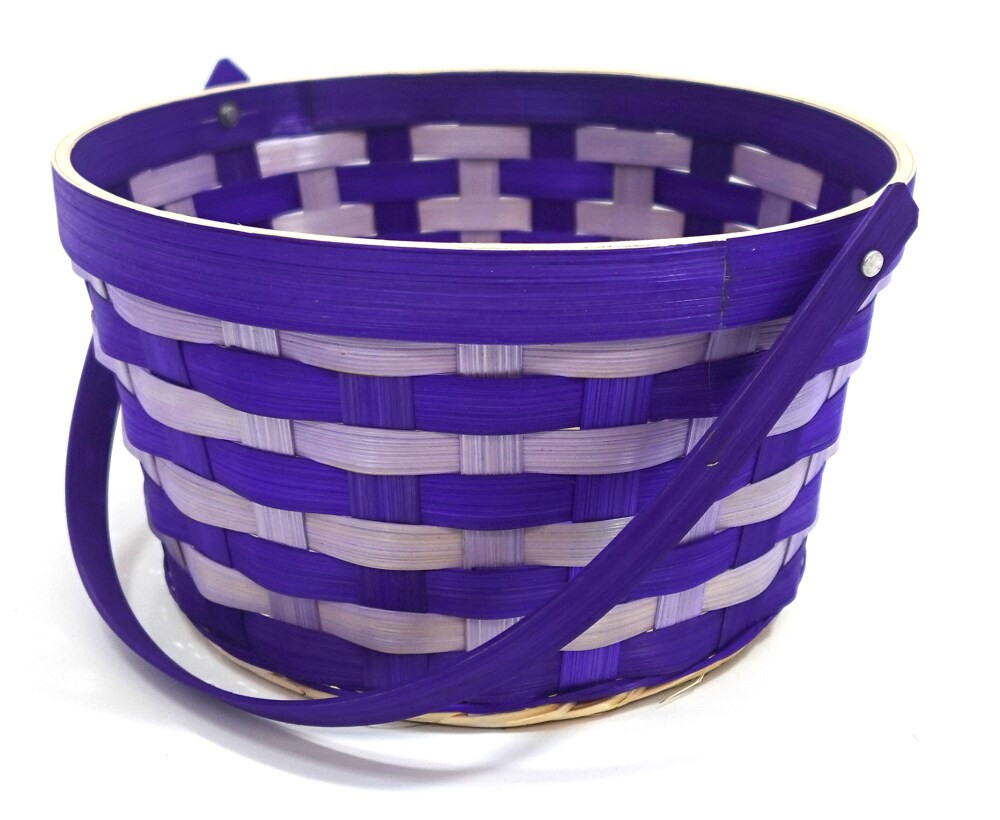 slide 3 of 3, HH 8.5in Two Tone Bamboo Basket - Purple, 8.5 in