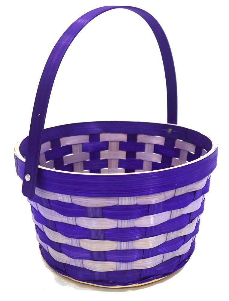 slide 2 of 3, HH 8.5in Two Tone Bamboo Basket - Purple, 8.5 in