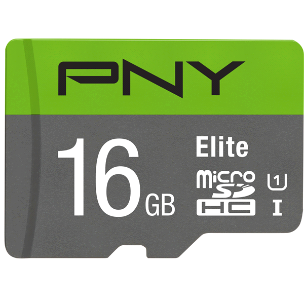 slide 1 of 1, PNY Elite Microsdhc Memory Card - Gray/Green, 16 GB