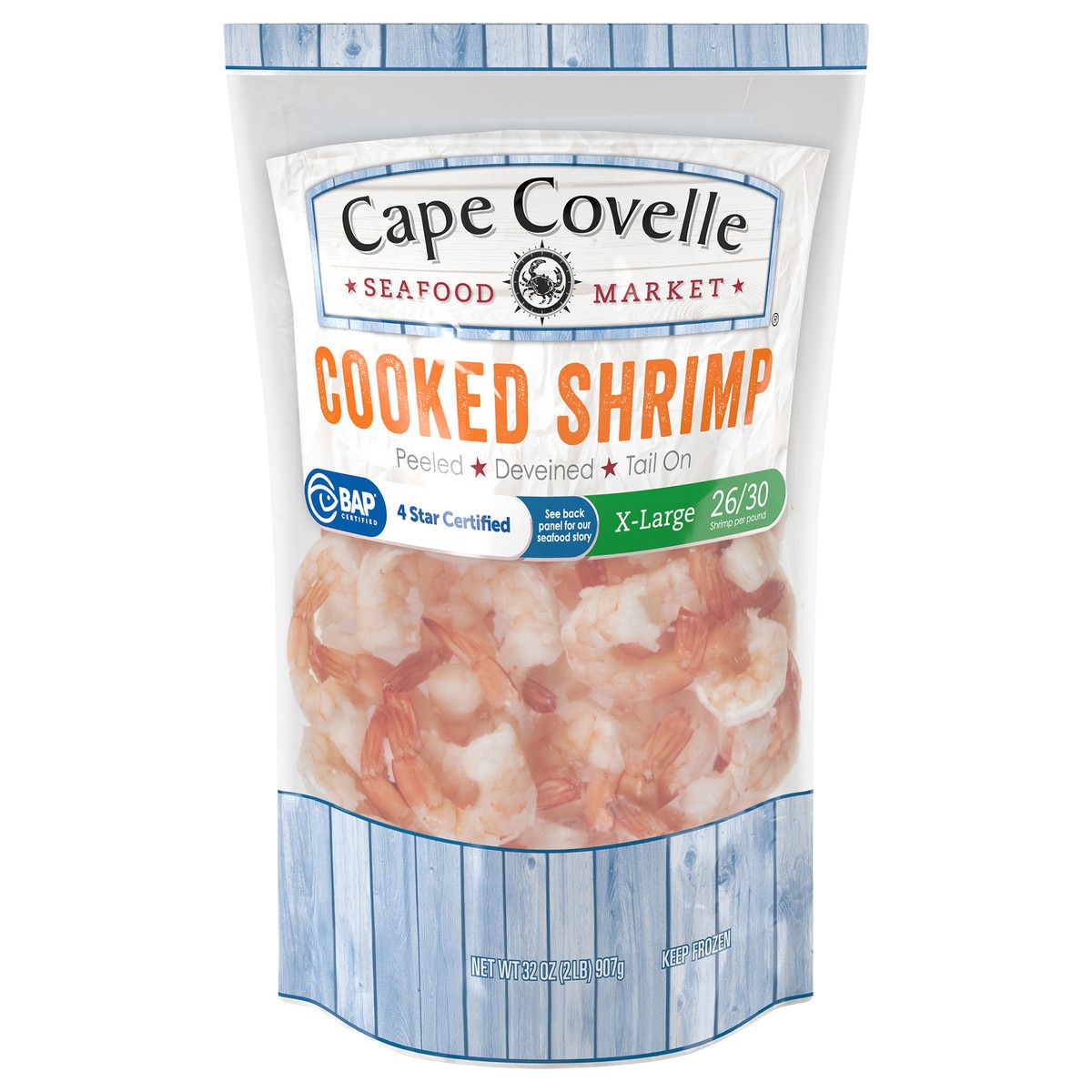slide 4 of 4, Cape Covelle Seafood Market Cooked X-Large Shrimp 32 oz, 32 oz