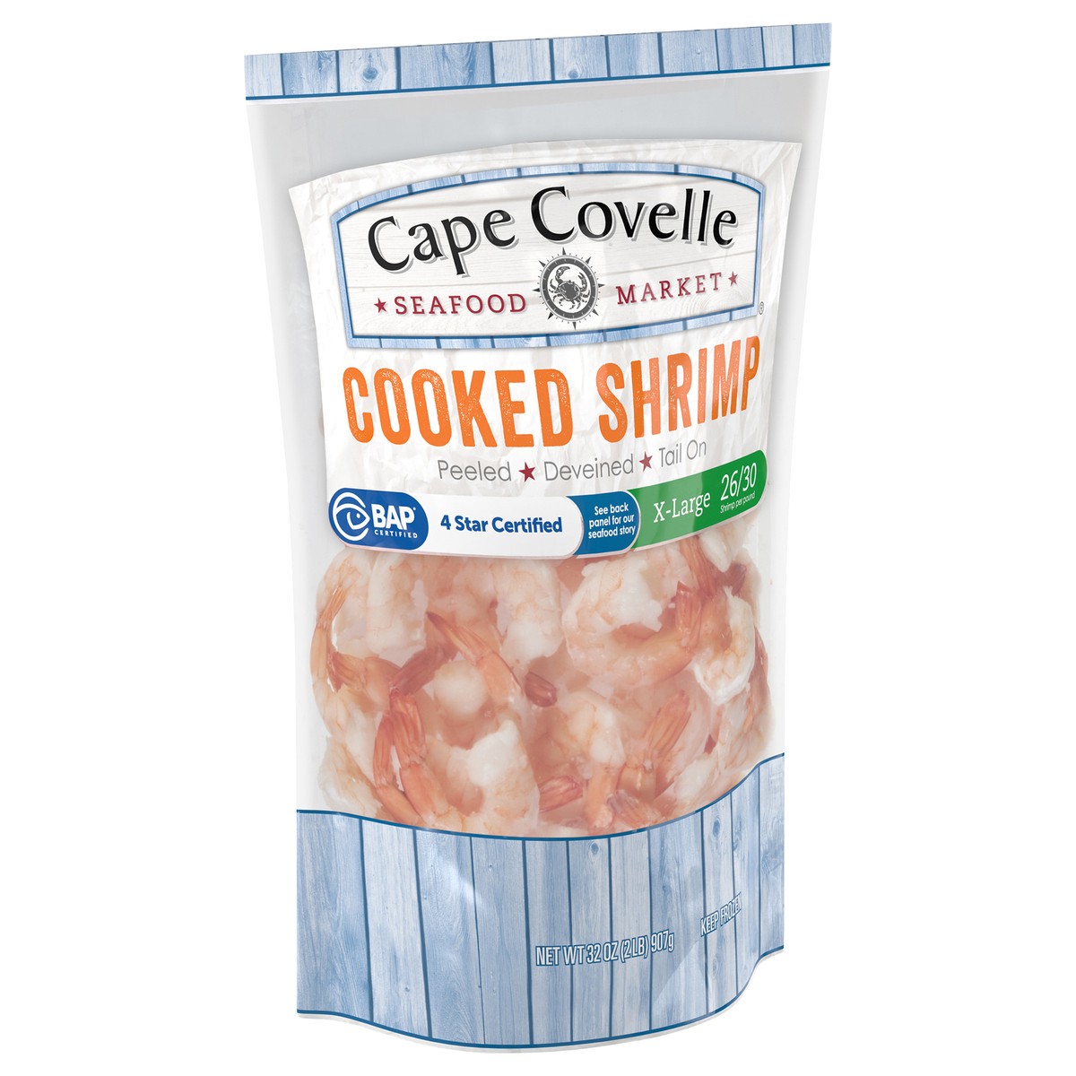 slide 2 of 4, Cape Covelle Seafood Market Cooked X-Large Shrimp 32 oz, 32 oz