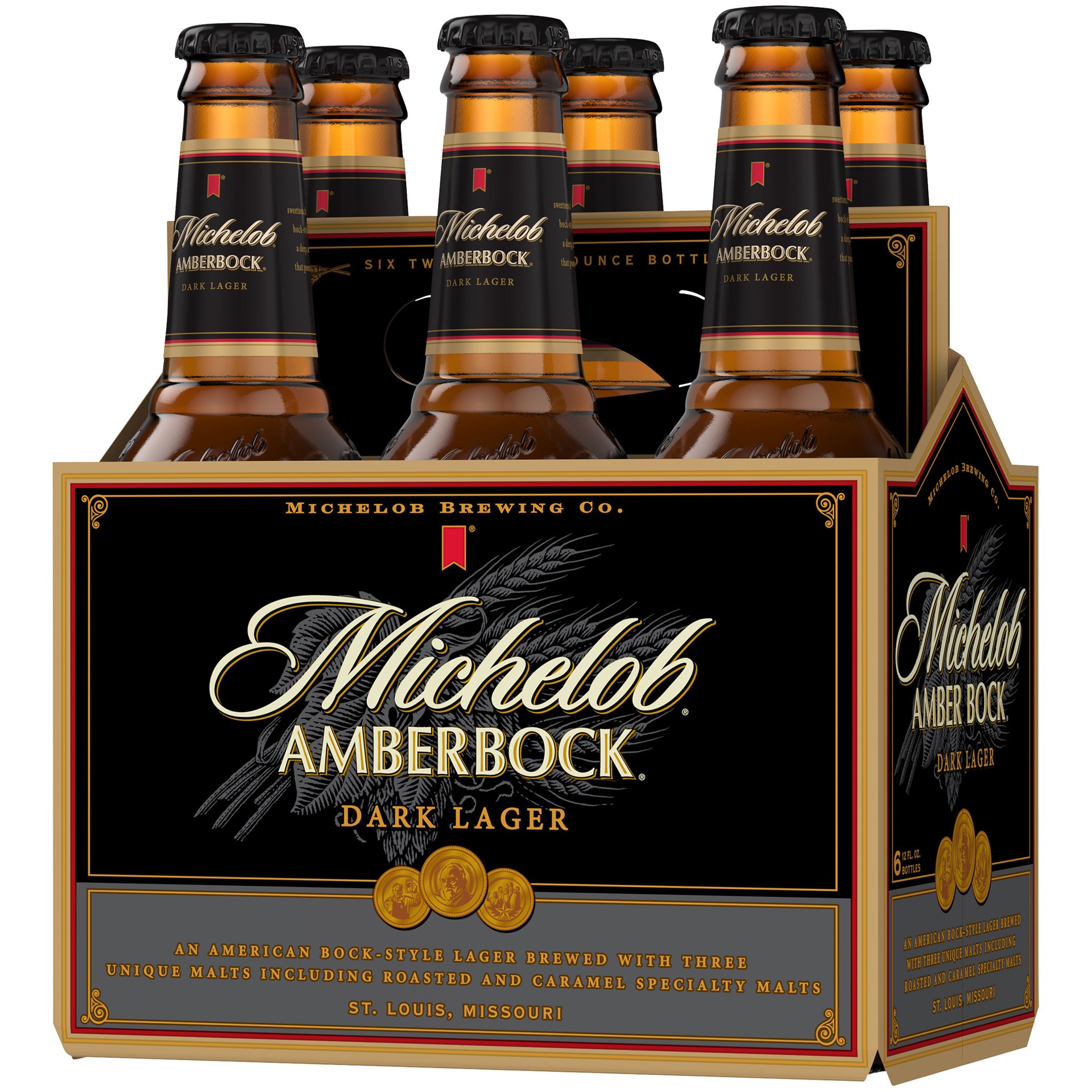 slide 2 of 3, Michelob AmberBock Dark Lager, 6 Pack 12 fl. oz. Bottles, 5.2% ABV, 6 ct; 12 oz