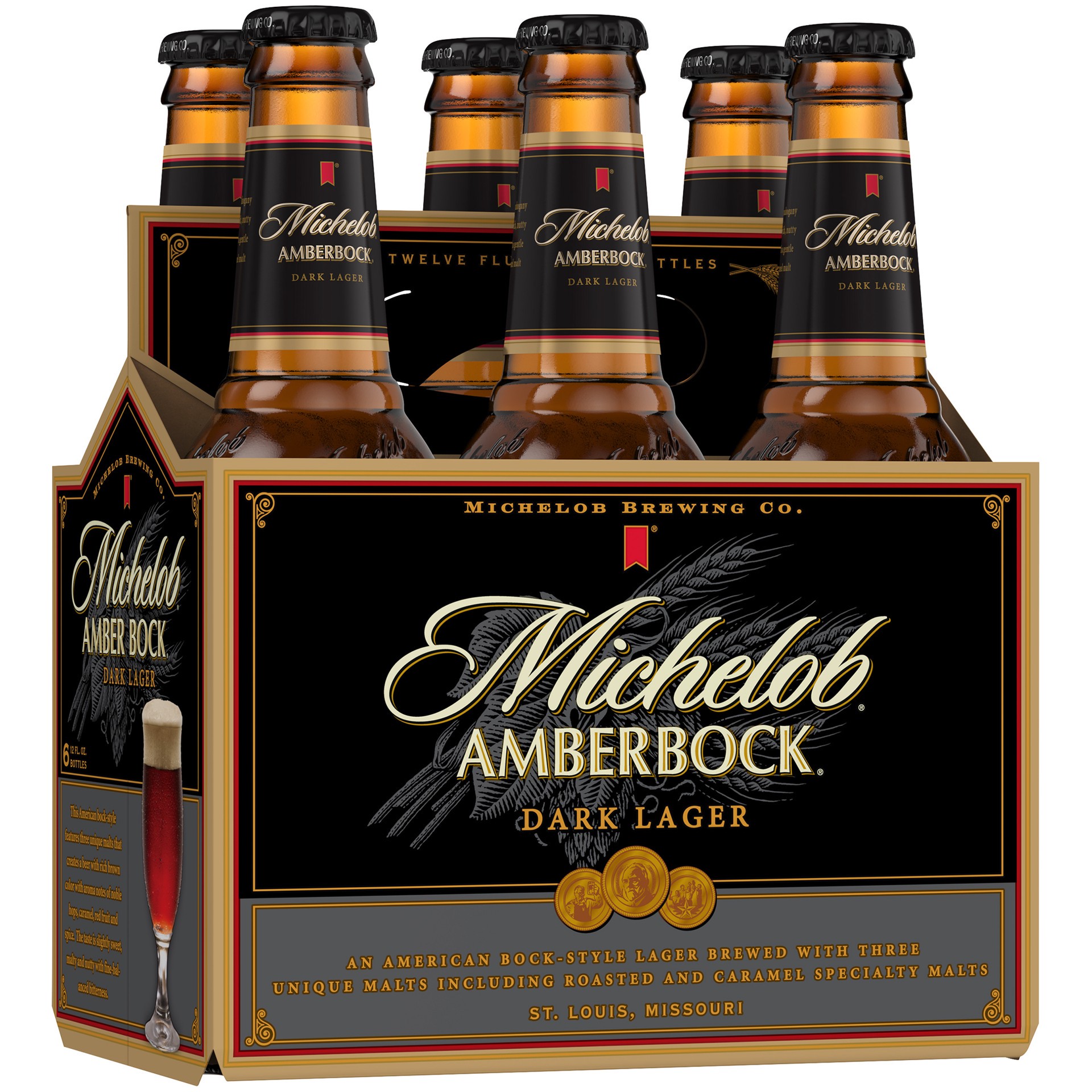 slide 1 of 3, Michelob AmberBock Dark Lager, 6 Pack 12 fl. oz. Bottles, 5.2% ABV, 6 ct; 12 oz