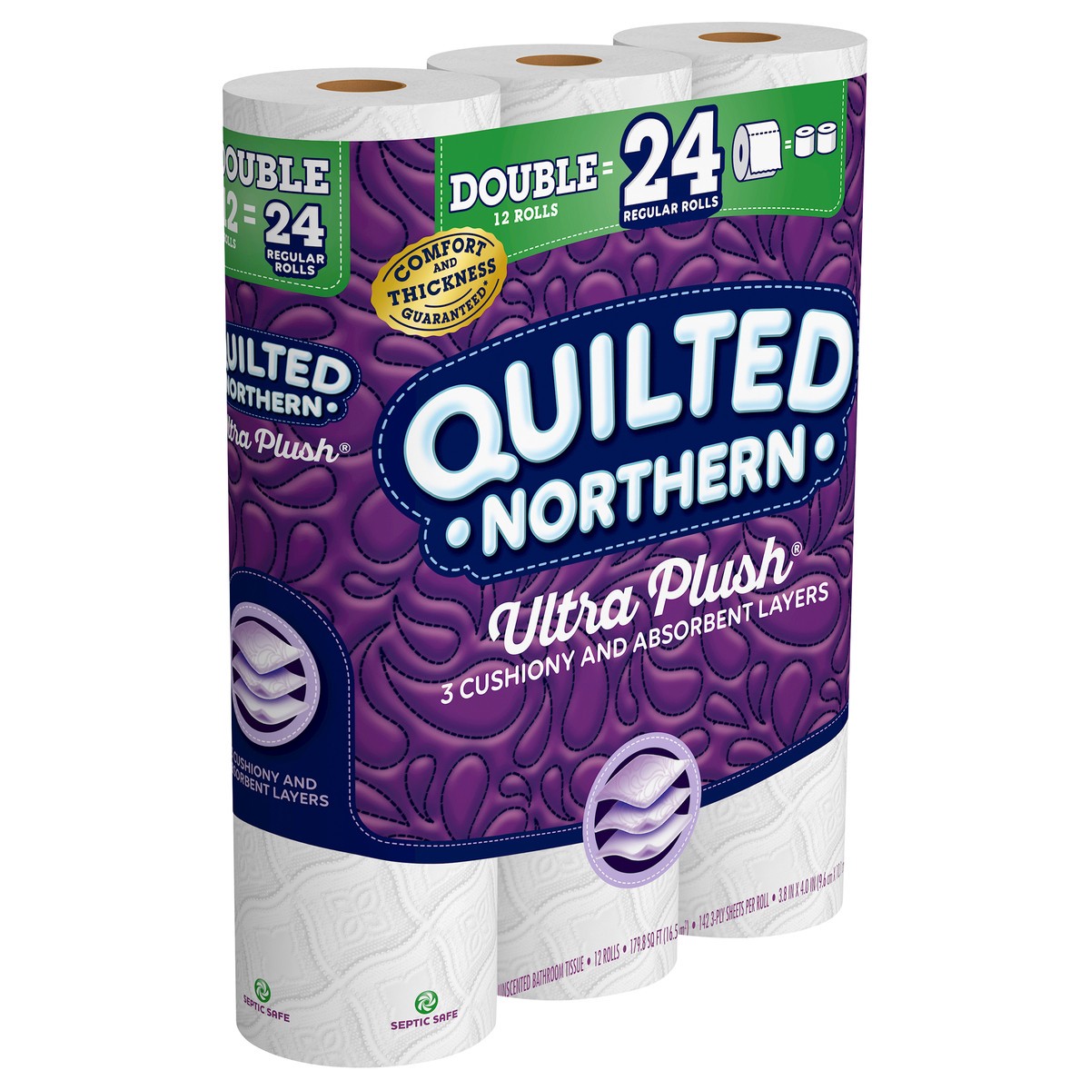 slide 6 of 6, Quilted Northern Unscented Double 3-Ply Bathroom Tissue 12 ea, 12 ct