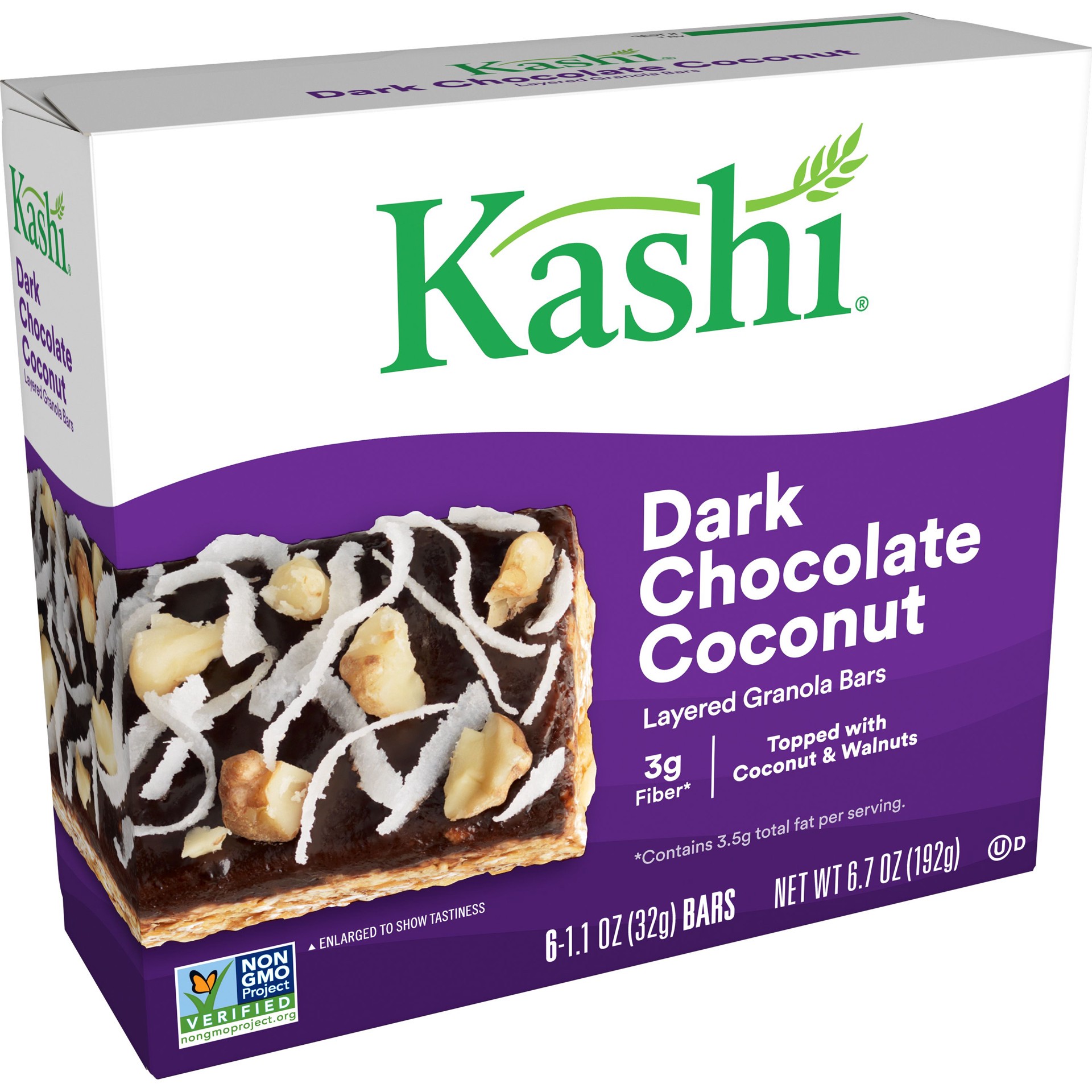 slide 1 of 1, Kashi Layered Granola Bars, Fiber Bars, Dark Chocolate Coconut, 6.7 oz