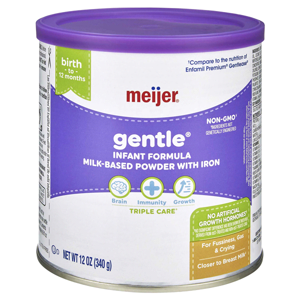 slide 1 of 1, Meijer Gentle Baby Formula Milk-Based Powder with Iron, 12 oz