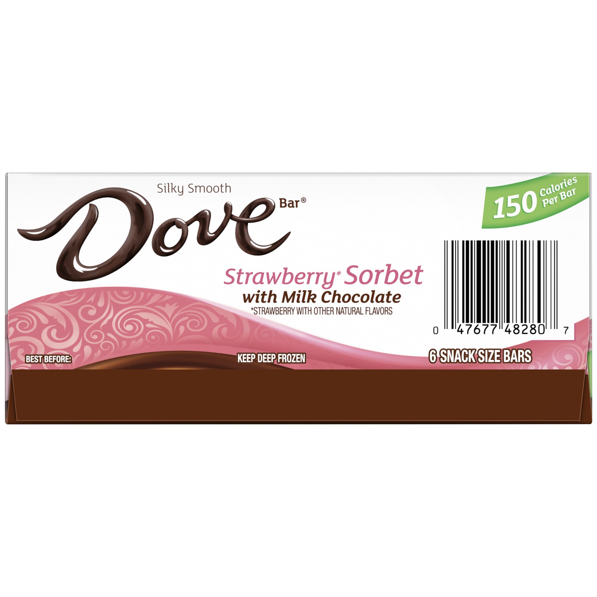 slide 3 of 3, DoveBAR Strawberry Sorbet With Milk Chocolate Snack Size Bars 6-Count Box, 14.40 fl oz