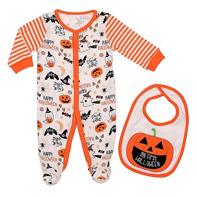 slide 1 of 1, Baby Starters Newborn First Halloween Footie and Bib Set, 2 ct