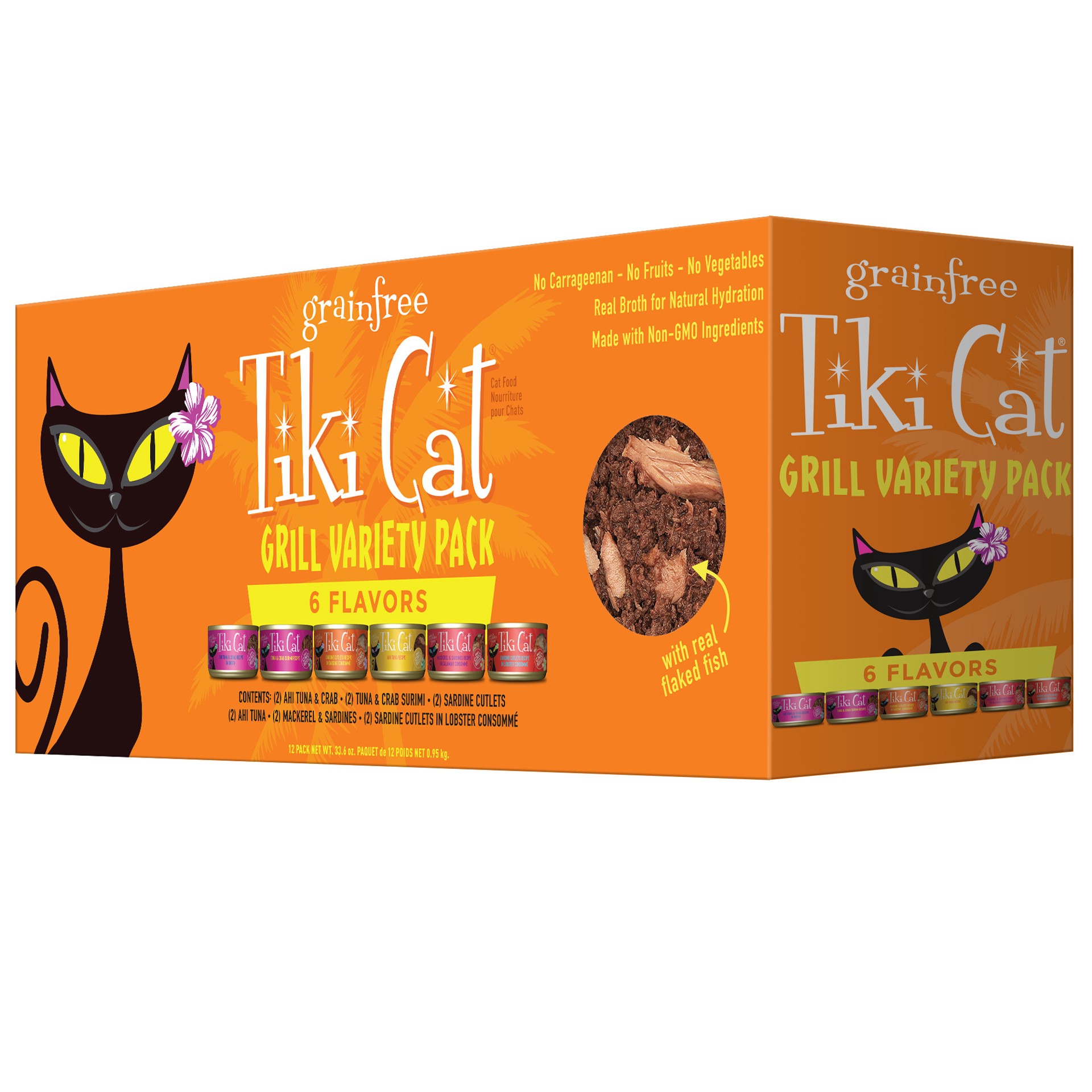 slide 1 of 8, Tiki Cat Grill Wet Cat Food, Variety Pack, 2.8 oz. Cans (12 Count), 48 oz