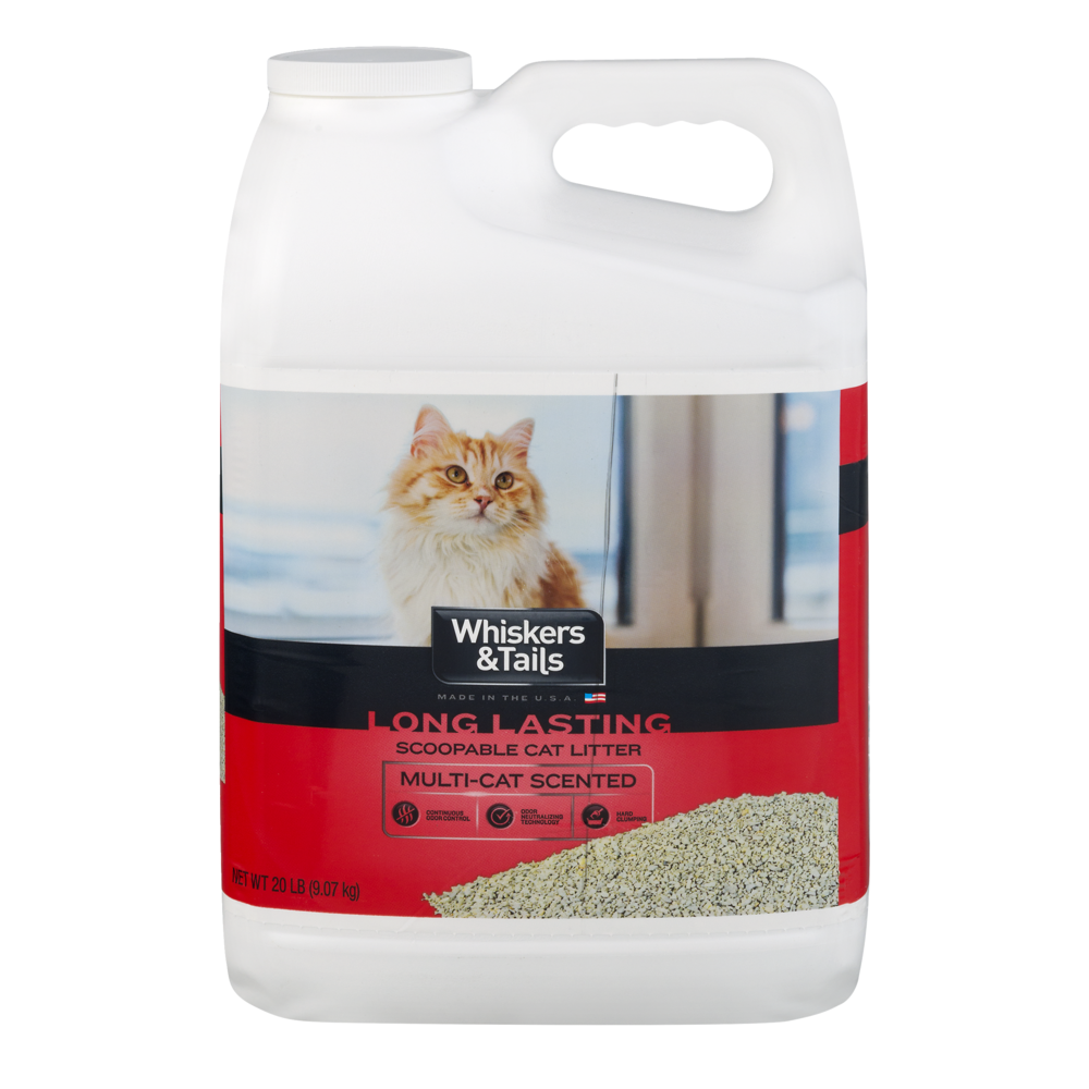 slide 1 of 1, Whiskers & Tails Scoopable Cat Litter Long Lasting Multi-Cat Scented, 20 lb