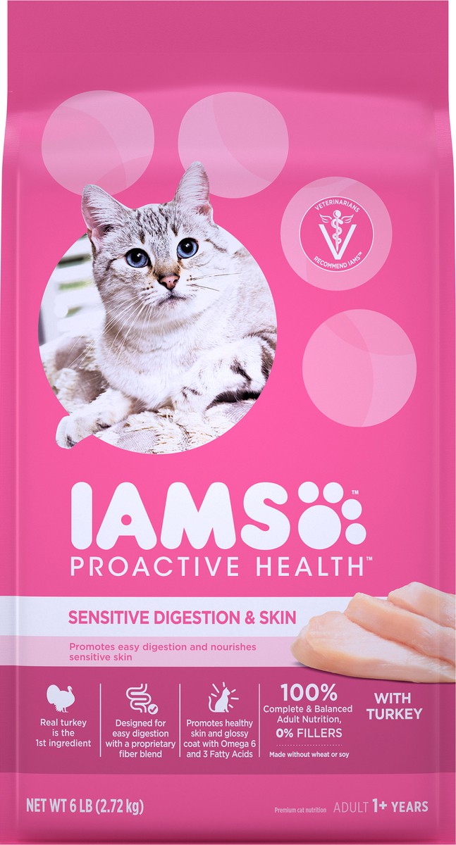 slide 1 of 4, Proactive Health Sensitive Digestion & Skin Adult (1+ Years) With Turkey Cat Food 6 lb, 6 lb