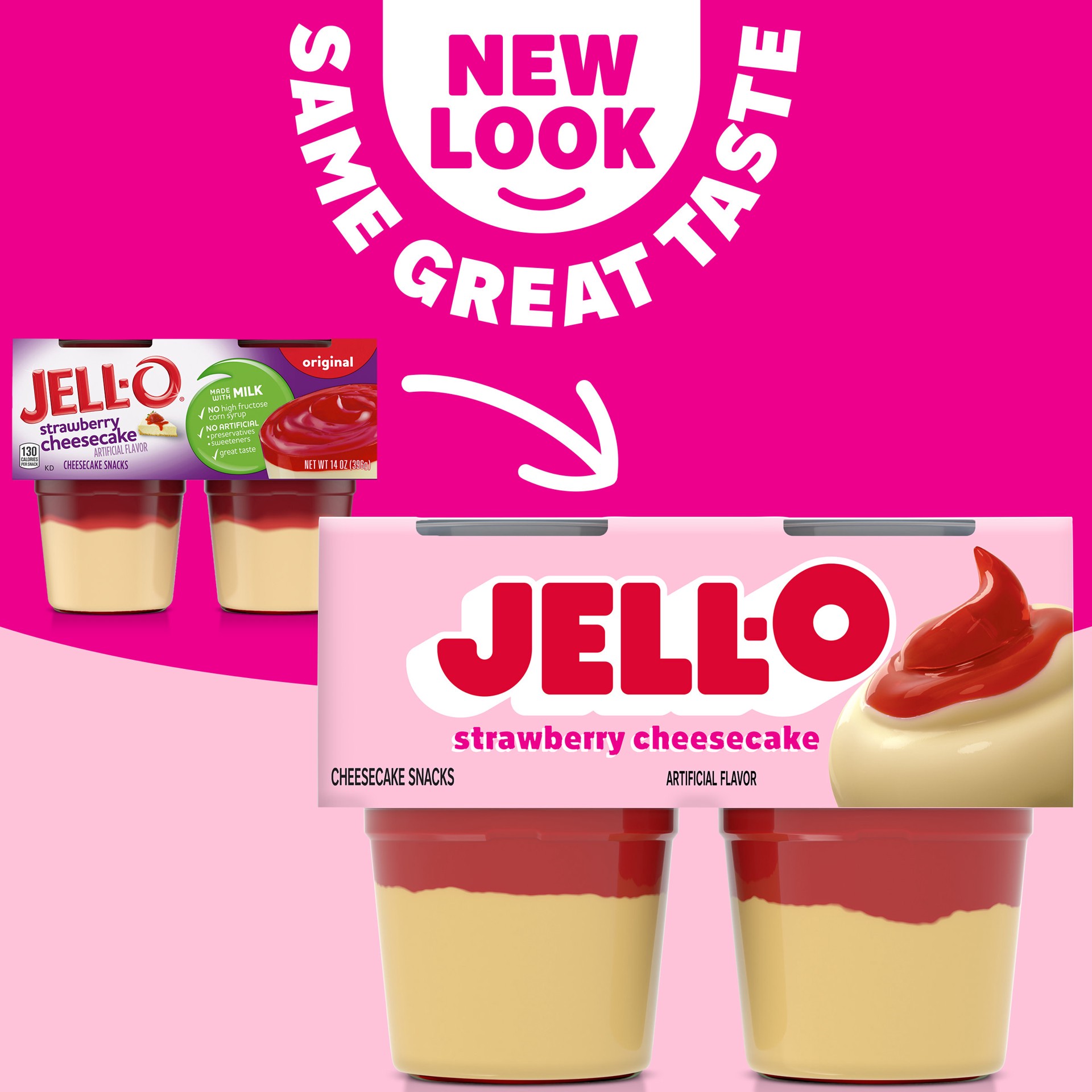 slide 4 of 5, Jell-O Strawberry Artificially Flavored Ready-to-Eat Cheesecake Snacks, 4 ct Snack Cups, 4 ct