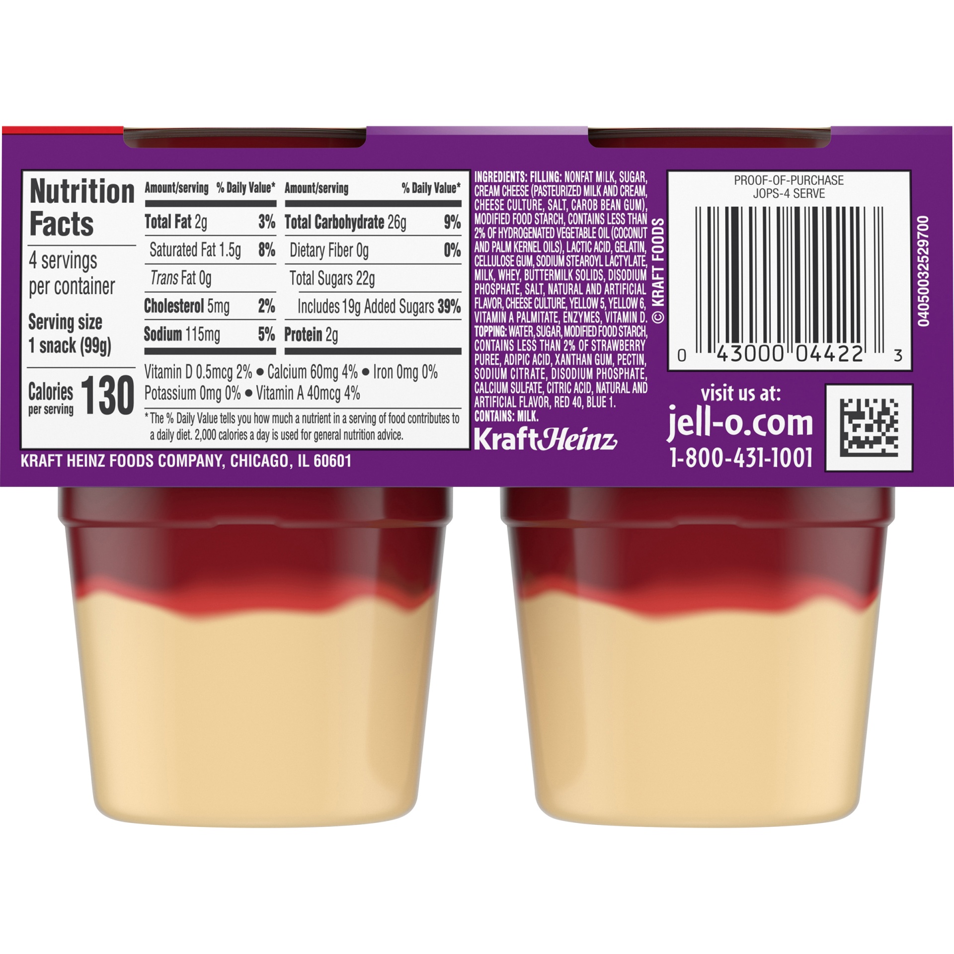 JellO Original Strawberry ReadytoEat Cheesecake Snacks Cups 4 ct; 14 oz Shipt