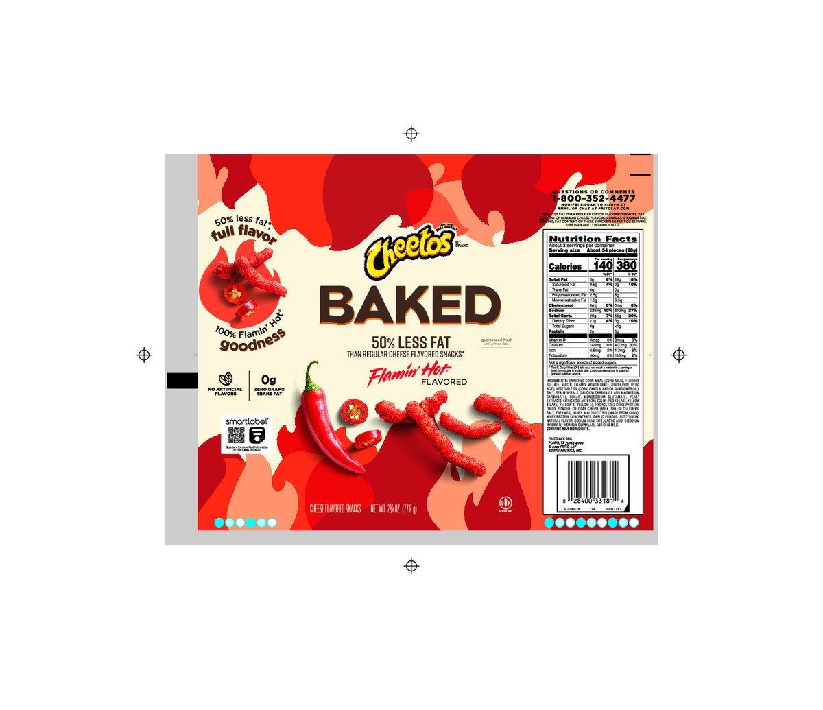 slide 7 of 9, Cheetos Baked Cheese Flavored Snacks Flamin' Hot Flavored 2 3/4 Oz, 2.75 oz