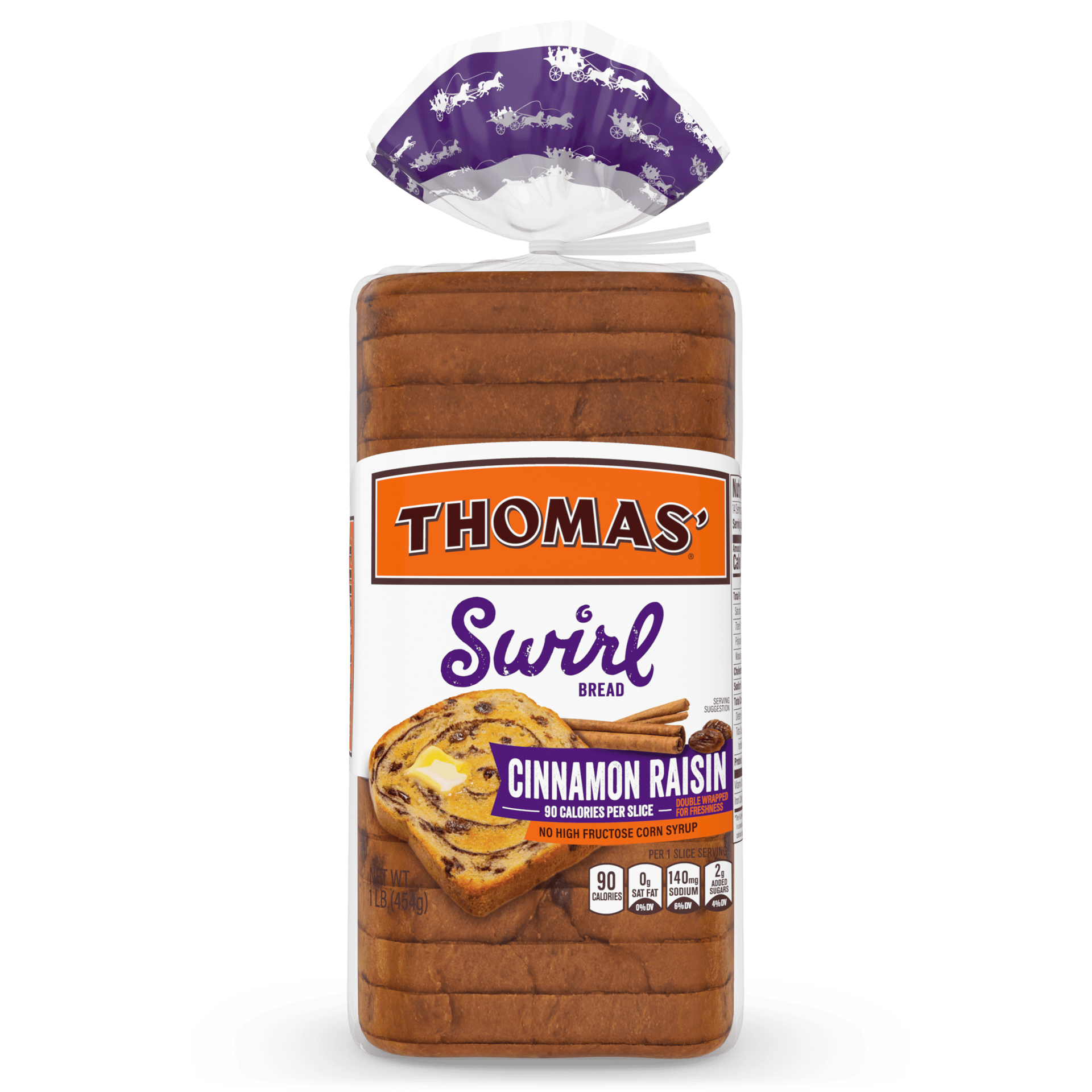 slide 1 of 6, Thomas' Cinnamon Raisin Swirl Bread, 16 oz, count, Soft Cinnamon Bread, Bag, 16 oz