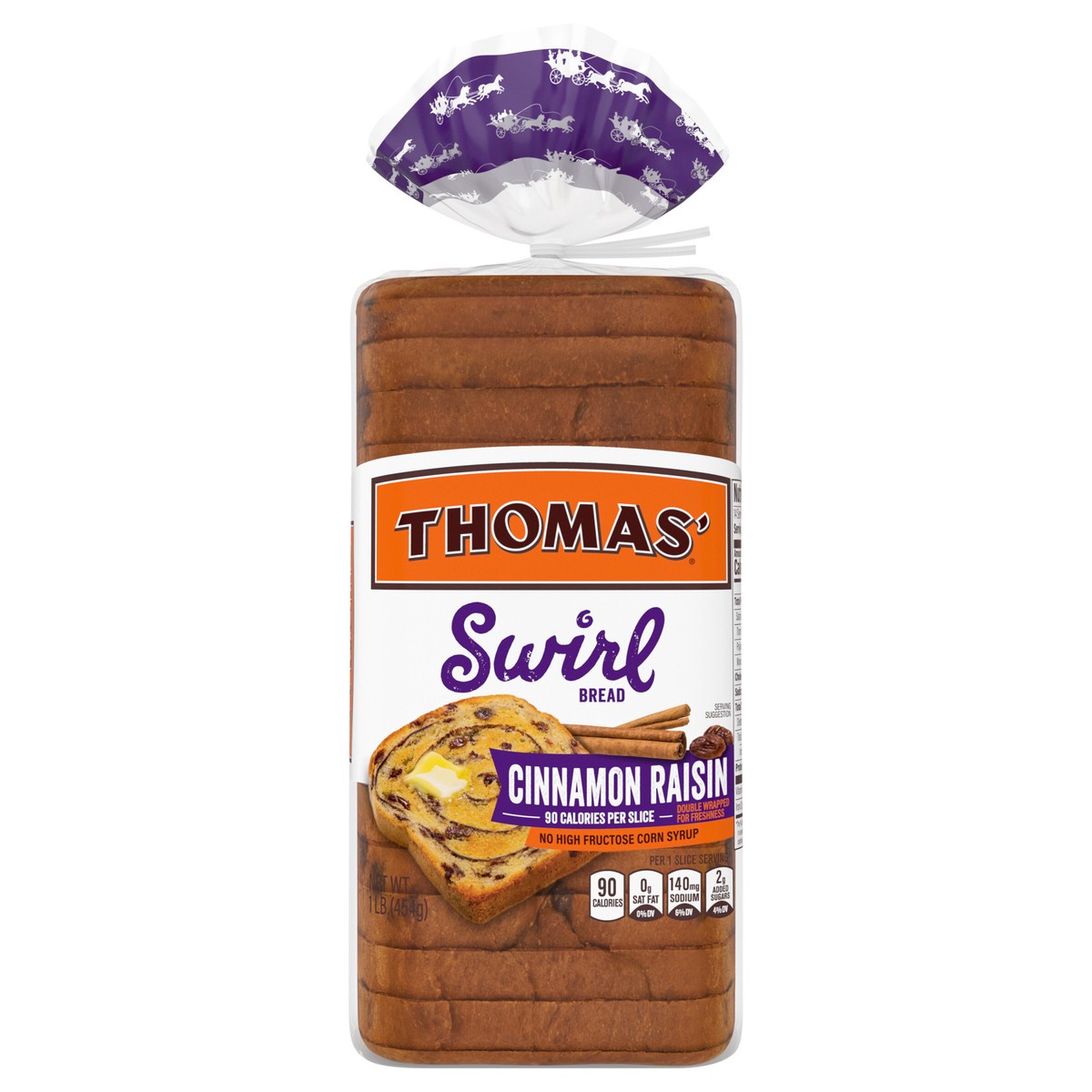 slide 1 of 6, Thomas' Cinnamon Raisin Swirl Bread, 16 oz, 1 lb