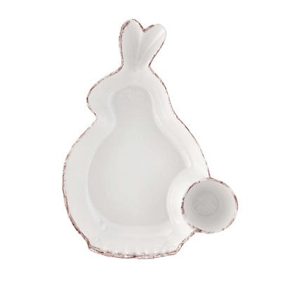 slide 1 of 1, Destination Holiday White Bunny Shape Melamine Easter Chip & Dip Tray, 14 in