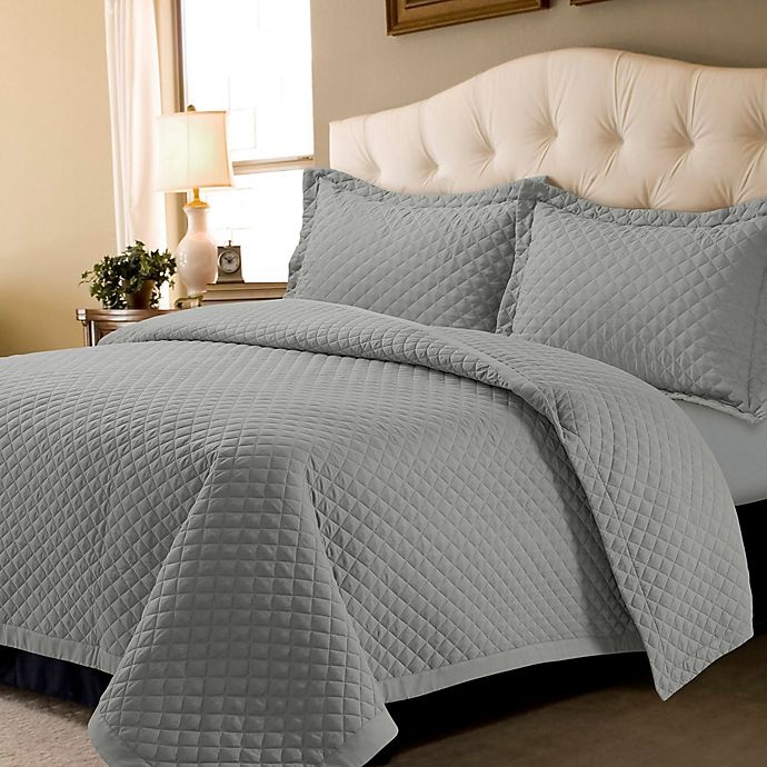 slide 1 of 1, Tribeca Living Oversized Brisbane Solid King Quilt Set - Silver Grey, 3 ct