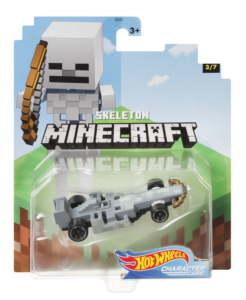 slide 1 of 1, Mattel Hot Wheels Minecraft Skeleton Character Car, 1 ct