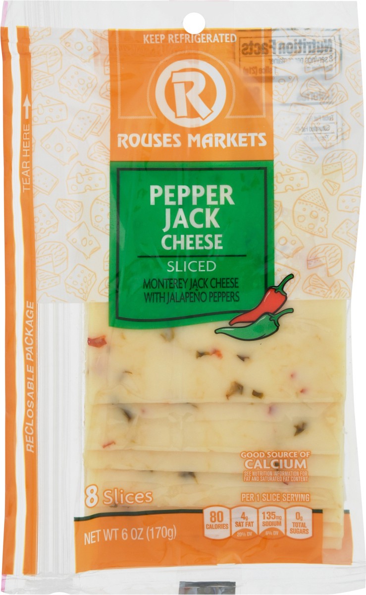 slide 10 of 14, Rouses Markets Pepper Jack Sliced Cheese 8 Slices, 8 ct