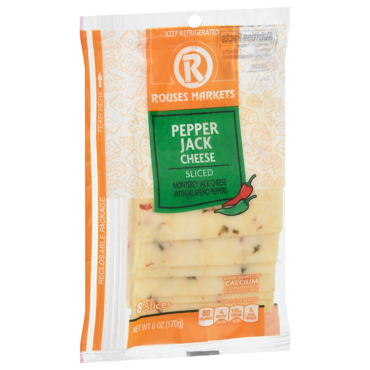 slide 4 of 14, Rouses Markets Pepper Jack Sliced Cheese 8 Slices, 8 ct