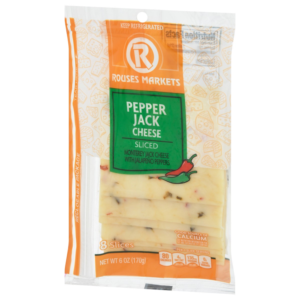 slide 3 of 14, Rouses Markets Pepper Jack Sliced Cheese 8 Slices, 8 ct