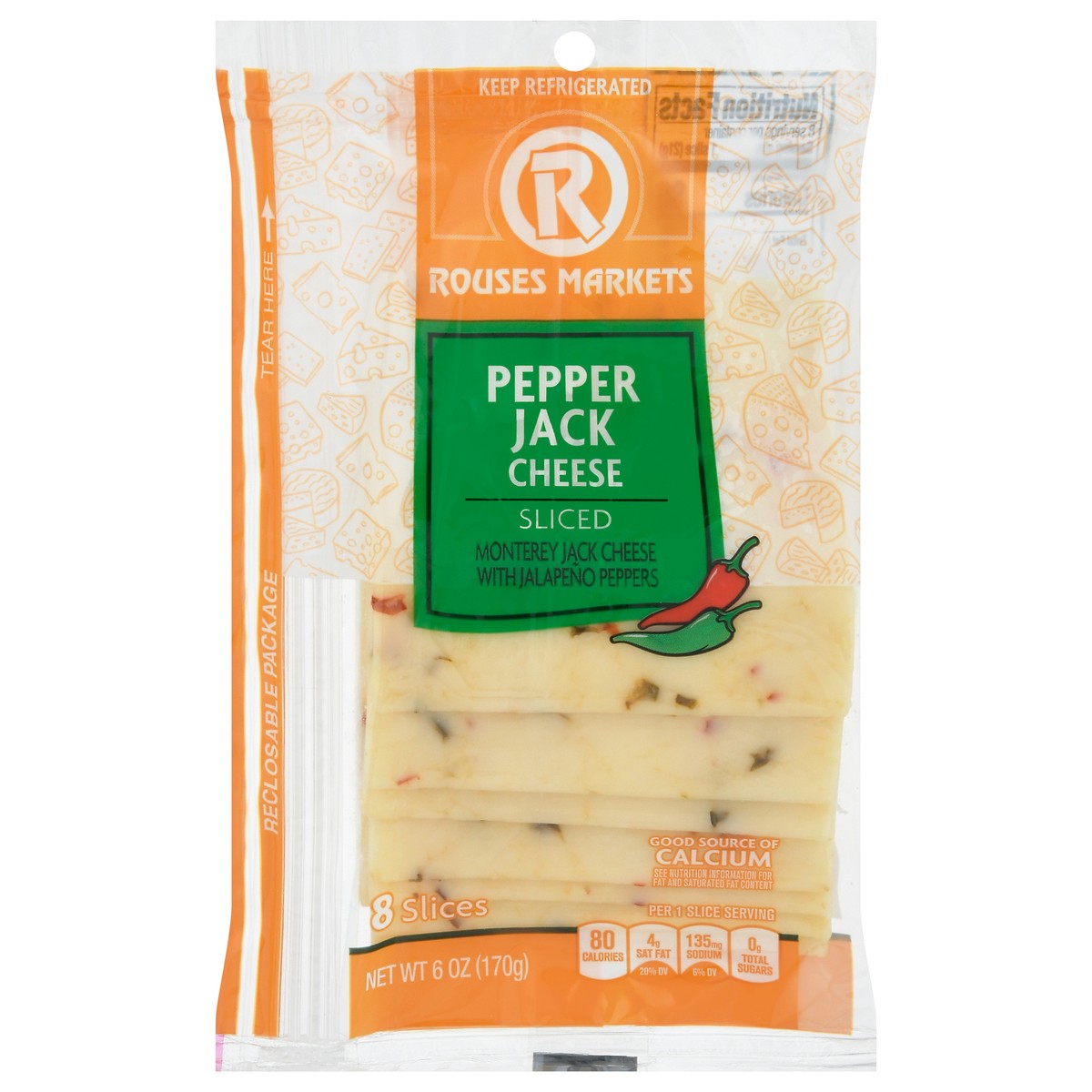 slide 5 of 14, Rouses Markets Pepper Jack Sliced Cheese 8 Slices, 8 ct