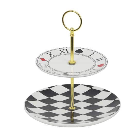 slide 1 of 2, 9" Ceramic Two-Tier Tray By Ashland, 8 in x 8 in x 9 in