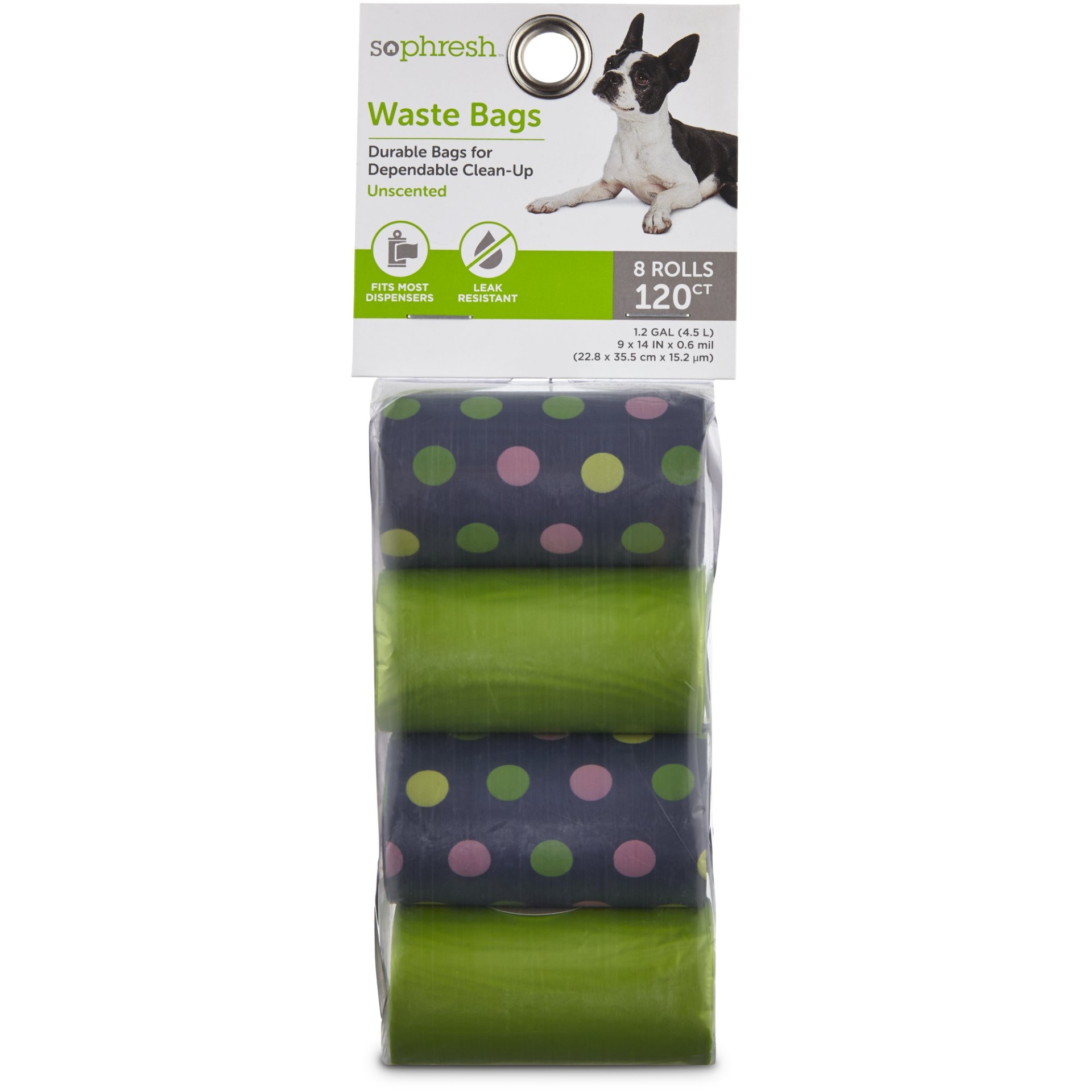 slide 1 of 1, So Phresh Navy Polka Dot Dog Waste Bag Refills, 1 ct