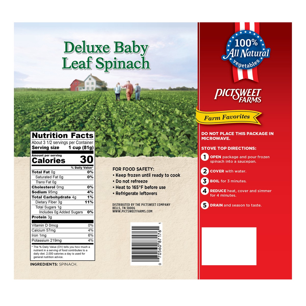slide 7 of 8, PictSweet Leaf Spinach, 10 oz
