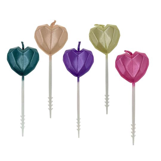 slide 1 of 7, Geometric Heart Candle Set By Celebrate It, 5 candles