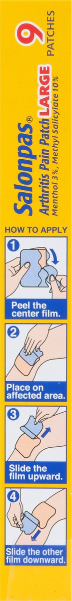 slide 8 of 9, Salonpas Hisamitsu Minty Scent Arthritis Pain Patch Large 9 ea, 9 ct