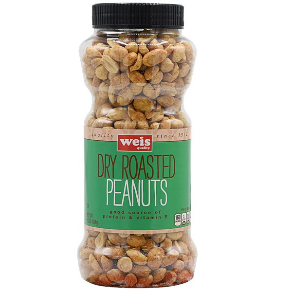 slide 1 of 1, Weis Quality Dry Roasted Peanuts, 16 oz