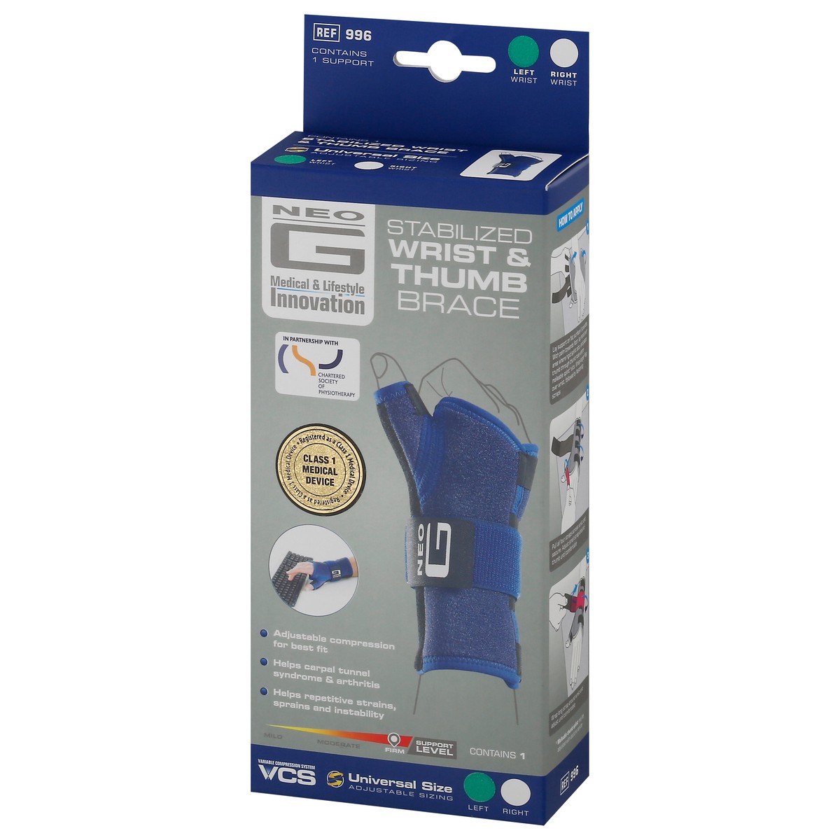 slide 9 of 11, Neo G Universal Size Left Wrist & Thumb Brace 1 ea, 1 ct