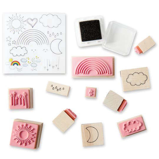 slide 1 of 4, Rainbow Wood Stamp Jar Set By Recollections, 5.6 in x 3.6 in x 3.6 in