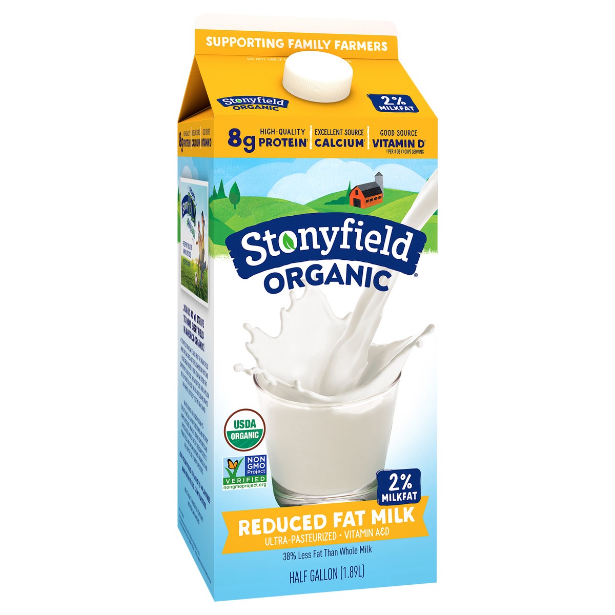 slide 4 of 9, Stonyfield Organic Reduced Fat 2% Milkfat Milk 0.5 gl, 1/2 gal