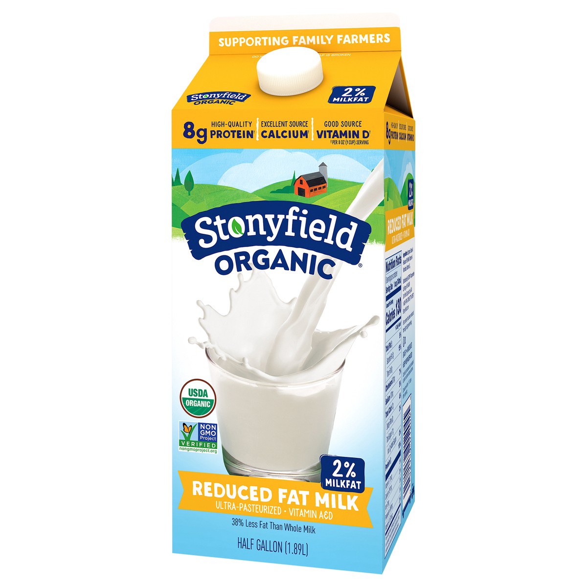 slide 8 of 9, Stonyfield Organic Reduced Fat 2% Milkfat Milk 0.5 gl, 1/2 gal