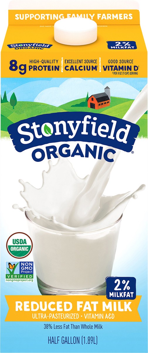 slide 1 of 9, Stonyfield Organic Reduced Fat 2% Milkfat Milk 0.5 gl, 1/2 gal