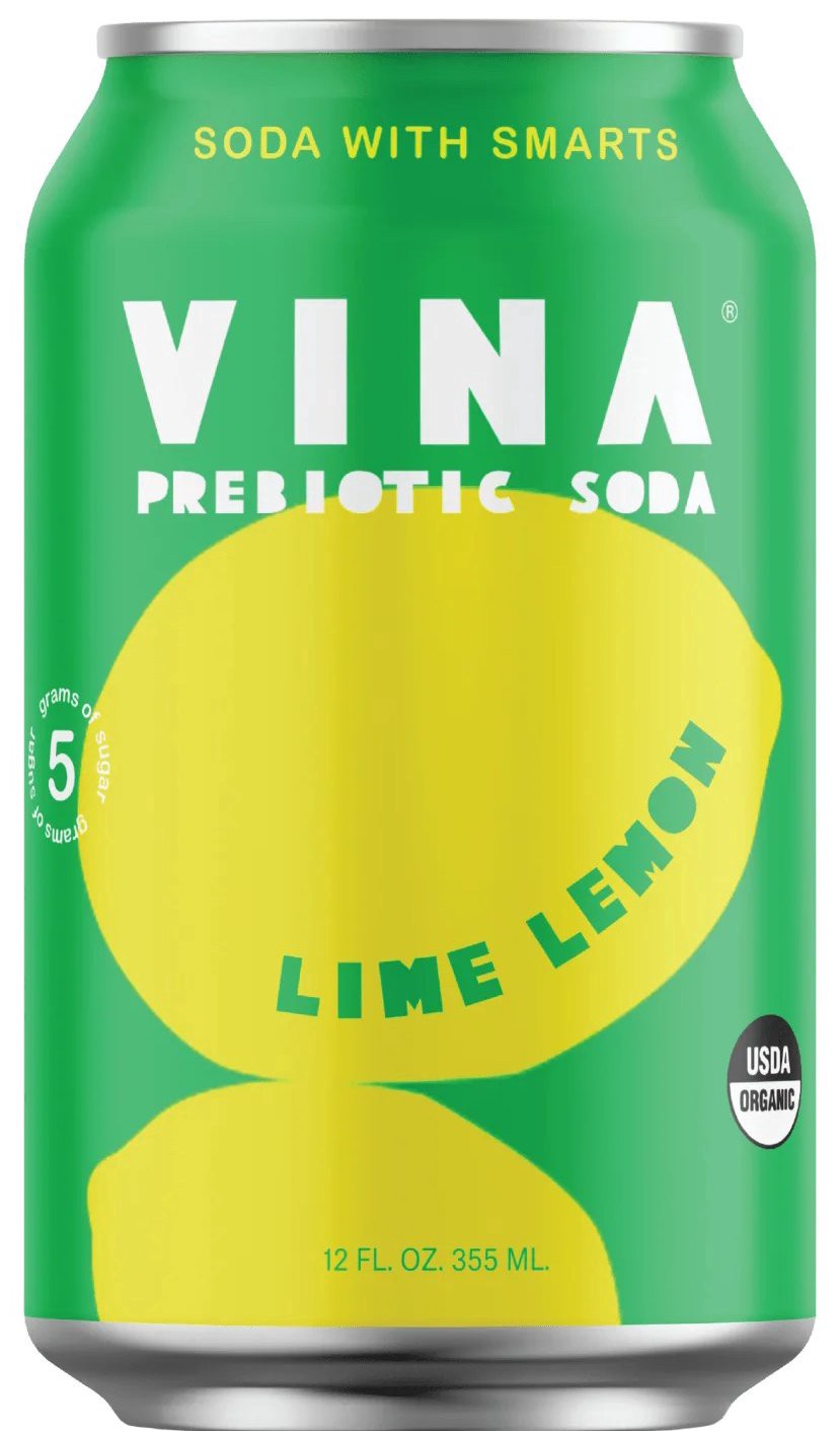 slide 1 of 1, Vina Lime Lemon Prebiotic Soda, 12 fl oz