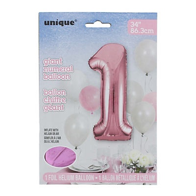 slide 1 of 1, Unique Giant Pink Numeral Balloon, 34 in