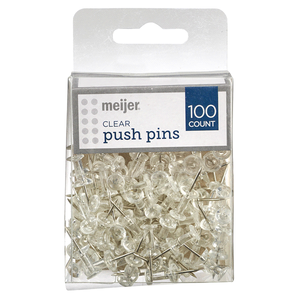 slide 1 of 2, Meijer Push Pins, Clear, 1 ct