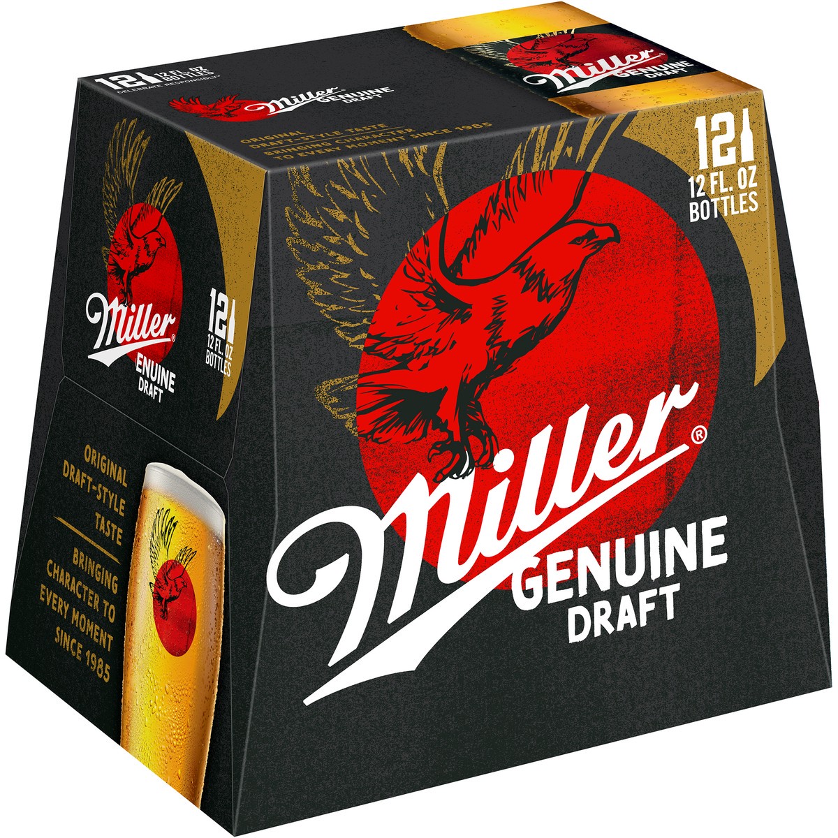 slide 4 of 9, Miller Genuine Draft American Beer, 4.6% ABV, 12-pack, 12-oz. beer bottles, 12 ct; 12 oz