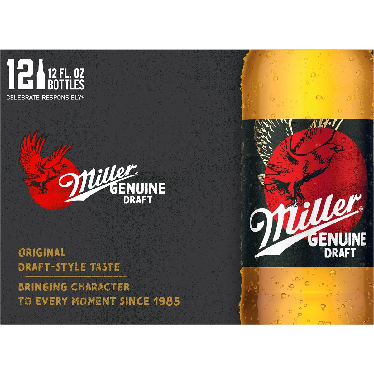 slide 6 of 9, Miller Genuine Draft American Beer, 4.6% ABV, 12-pack, 12-oz. beer bottles, 12 ct; 12 oz