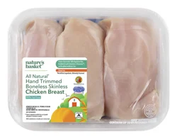 Nature's Basket All Natural Chicken Breast, Boneless, Skinless, Hand Trimmed