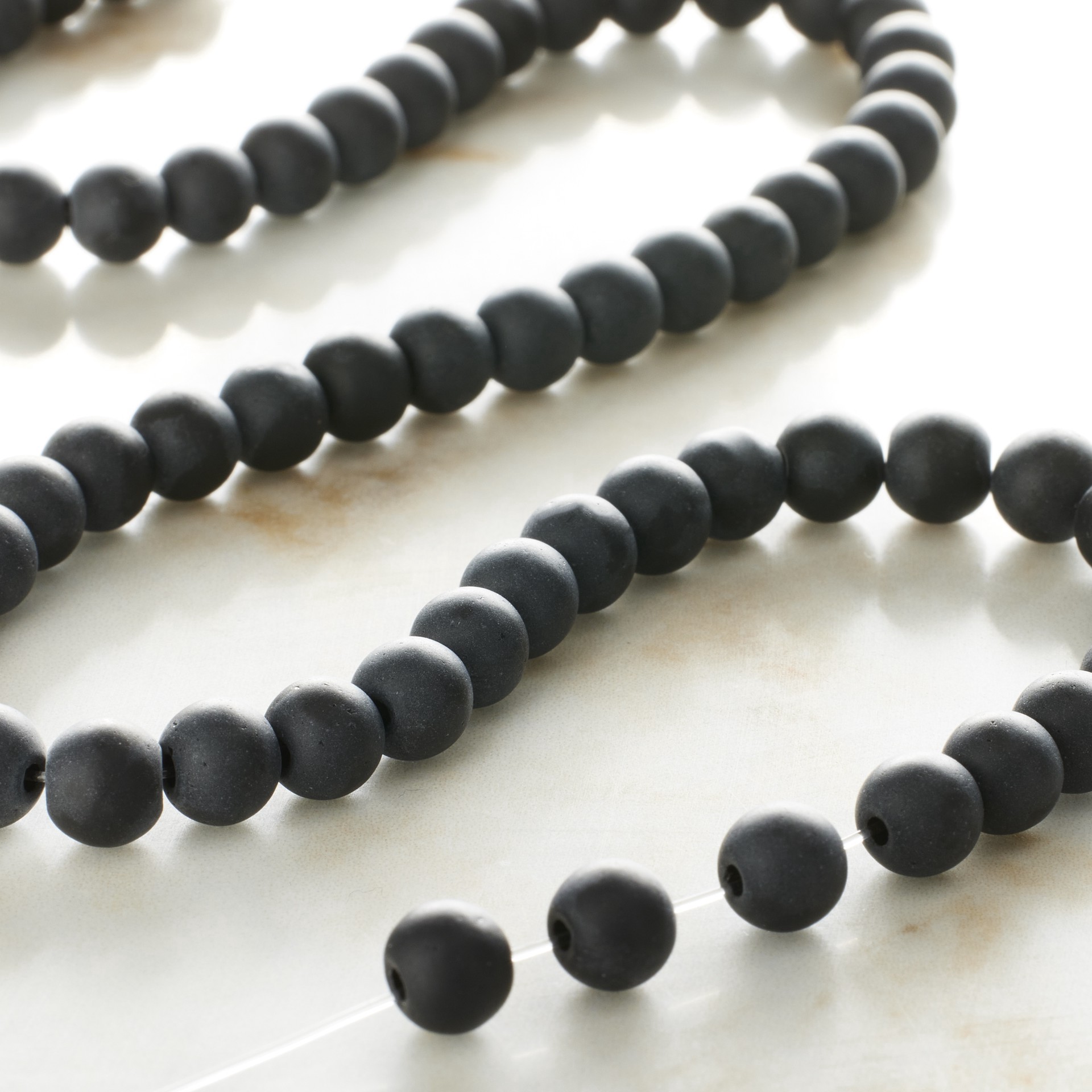 slide 2 of 3, Jet Black Glass Round Beads, 6mm By Bead Landing, 6 mm