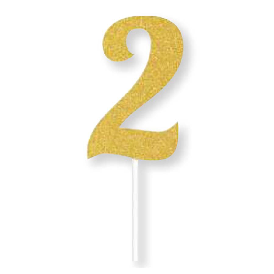 slide 1 of 1, Creative Converting Gold Glitter 2 Cake Topper, 6 in