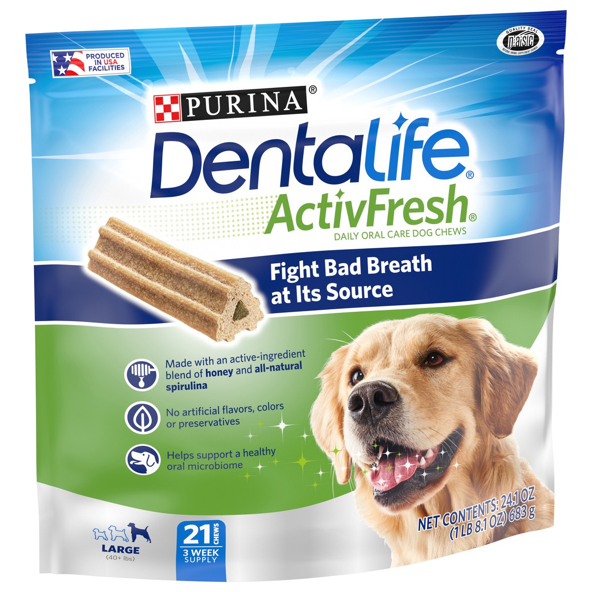 slide 4 of 9, DentaLife Purina DentaLife Large Dog Dental Chews; ActivFresh Daily Oral Care, 24.1 oz